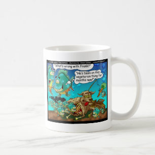 Vegan Pirahanas Funny Offbeat Cartoon Gifts Coffee Mug