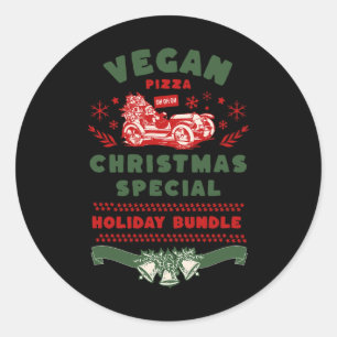 Vegan Pizza Christmas Special Classic Round Sticker