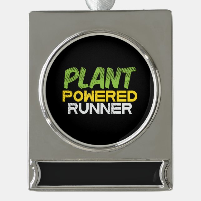 Vegan - Plant Powered Runner Silver Plated Banner Ornament (Front)