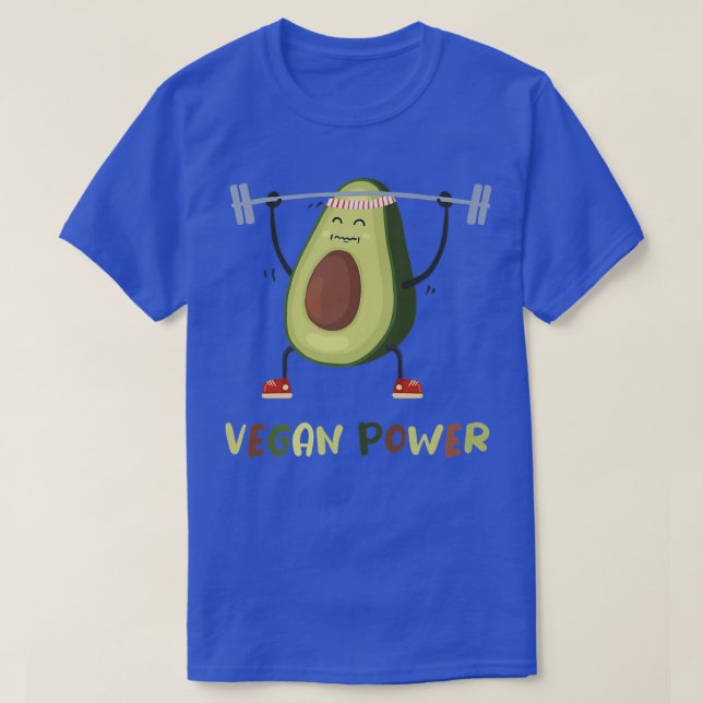Vegan Power Avocado Gym Workout Fitness T-Shirt (Design Front)