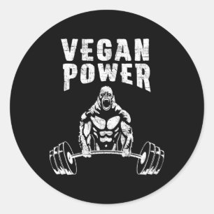 Vegan Power Gorilla Bodybuilding Gym Workout Desig Classic Round Sticker