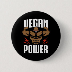 Vegan Power - Gorilla Workout And Gym Bodybuilding 6 Cm Round Badge
