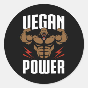 Vegan Power - Gorilla Workout And Gym Bodybuilding Classic Round Sticker