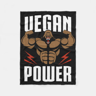 Vegan Power - Gorilla Workout And Gym Bodybuilding Fleece Blanket