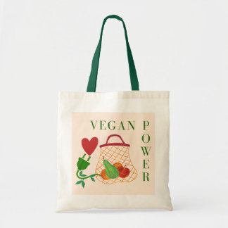 Vegan Power Veggie Charger Heart Tote Bag
