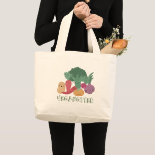 Vegan Pun: Vegangster Large Tote Bag