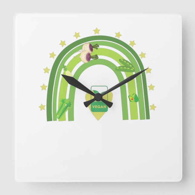 vegan rainbow T-Shirt Square Wall Clock (Front)