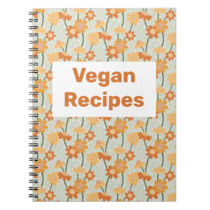 Vegan recipe book Pretty retro muted 1970s flowers
