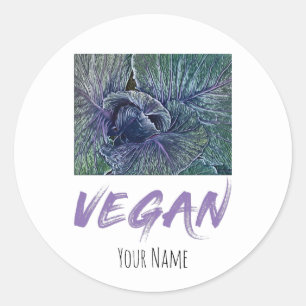 Vegan Red Cabbage Vintage gift Classic Round Sticker