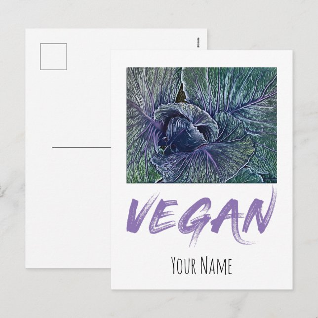 Vegan Red Cabbage Vintage gift Holiday Postcard (Front/Back)