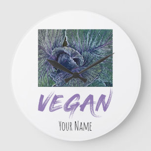 Vegan Red Cabbage Vintage gift Large Clock