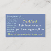 Vegan Restaurant Cards