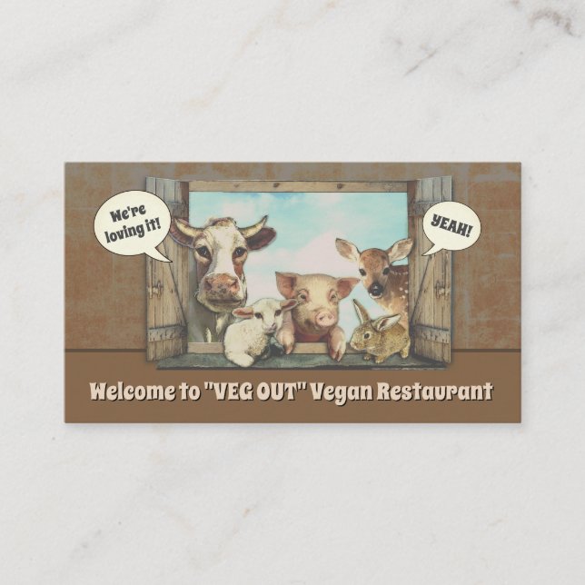 Vegan Restaurant (customisable) Business Card (Front)