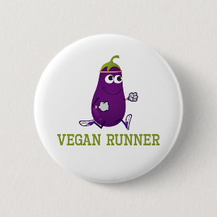 Vegan Runner Eggplant 6 Cm Round Badge