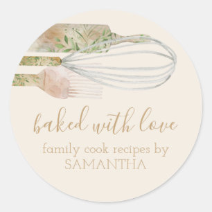 Vegan Rustic Rolling pin whisk Chef Bakery Classic Round Sticker