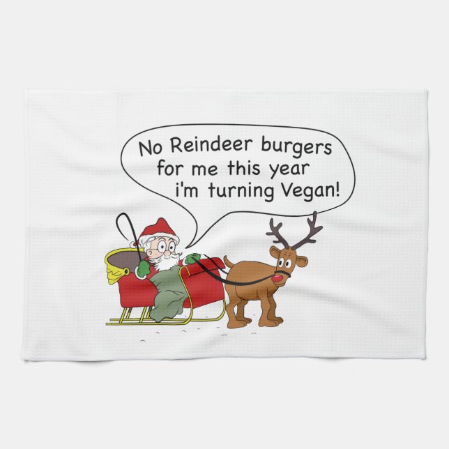 Vegan Santa Tea Towel (Horizontal)