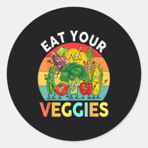 Vegan Shirt Kids Toddler Boys Eat Your Veggies Veg Classic Round Sticker