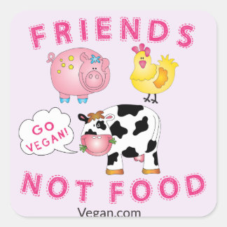 Vegan Sticker - Friends Not Food (20 Count 1.5-in)