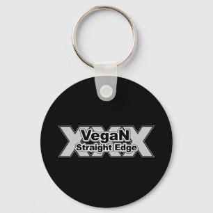 Vegan Straight Edge Black Key Ring