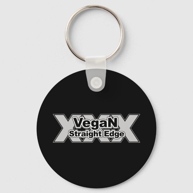 Vegan Straight Edge Black Key Ring (Front)