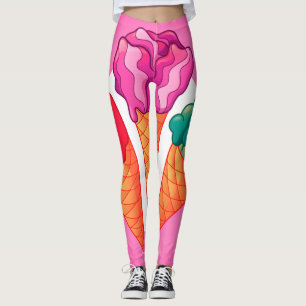 Vegan Tasty Ice Cream Cone Design Leggings