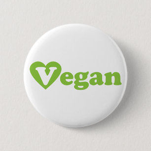 Vegan Text Green Heart 6 Cm Round Badge