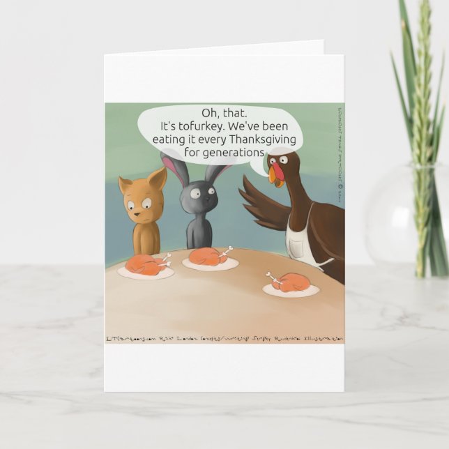 Vegan Thanksgiving Funny Holiday Card (Front)