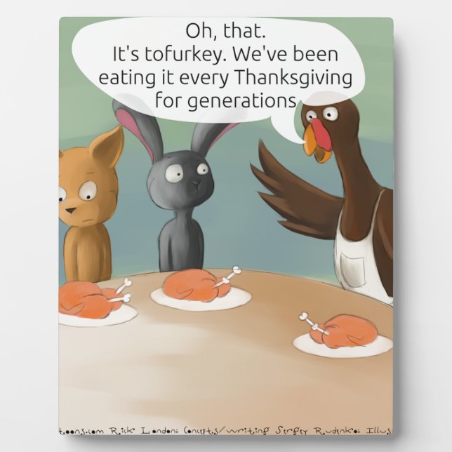 Vegan Thanksgiving Funny Plaque (Front)
