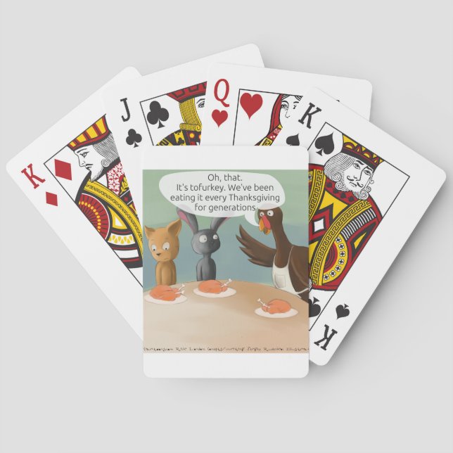 Vegan Thanksgiving Funny Playing Cards (Back)