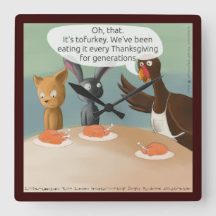 Vegan Thanksgiving Funny Square Wall Clock