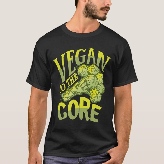 Vegan To The Core Pescatarian Environmental Funny  T-Shirt (Front)