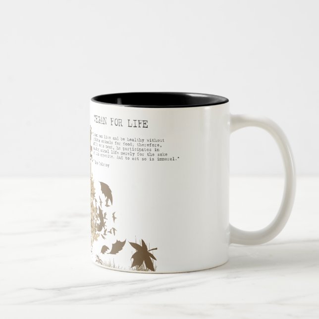 Vegan - Tolstoy quote Two-Tone Coffee Mug (Right)