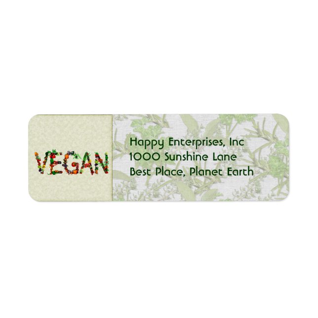 Vegan Vegetables Return Address Label (Front)