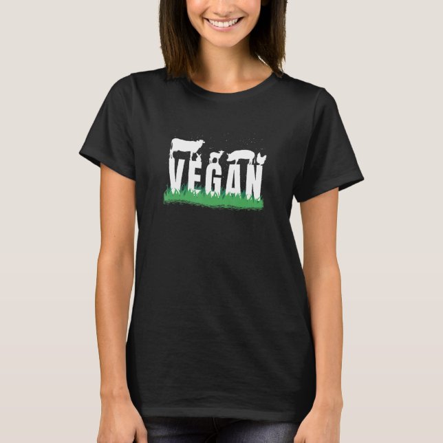 Vegan Vegetarian Food Vegans Friends Cow Pig Chick T-Shirt (Front)