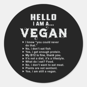 Vegan Vegetarian Vegetables Veganism Veggie Gift Classic Round Sticker
