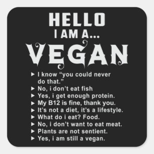 Vegan Vegetarian Vegetables Veganism Veggie Gift Square Sticker