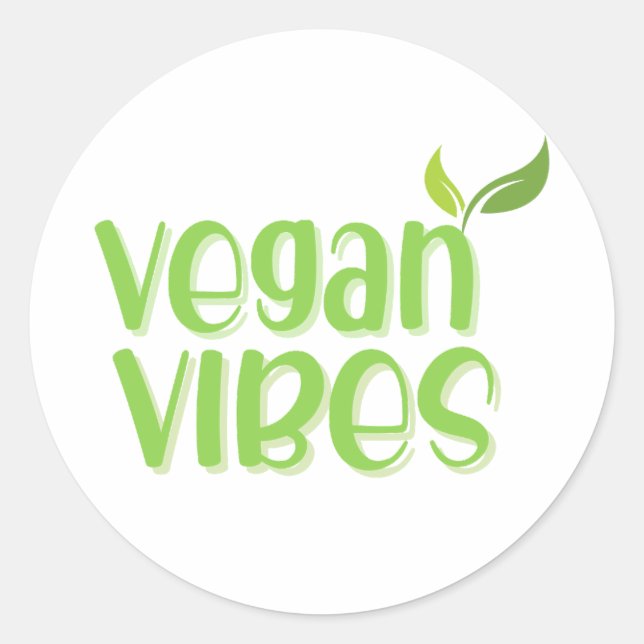Vegan Vibes Logo Classic Round Sticker (Front)