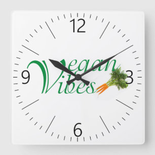 Vegan vibes square wall clock