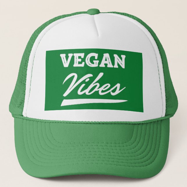 Vegan Vibes Vegetarian Trucker Hat (Front)