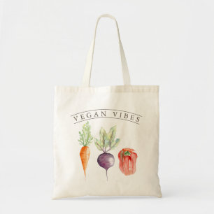 Vegan Vibes Veggie Patch Watercolor Tote Bag