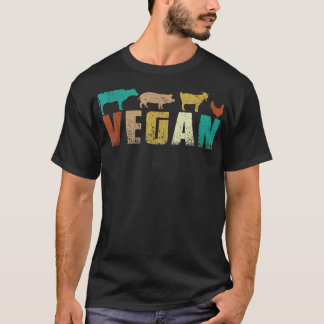 Vegan , Vintage Vegan Vegetarian Retro Style  T-Shirt