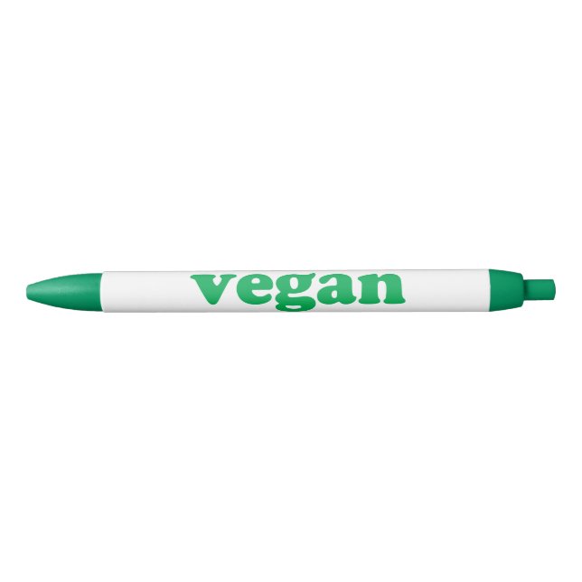 Vegan white and green modern typography black ink pen (Front)