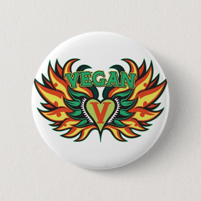 Vegan Wings 6 Cm Round Badge (Front)