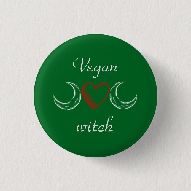 Vegan witch 3 cm round badge (Front)