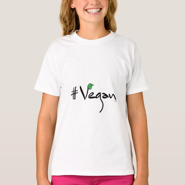 # Vegan with Green Leaf Cool T-Shirt (Front)