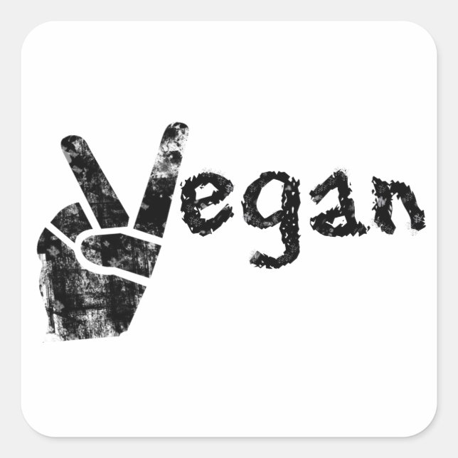 Vegan with Peace Symbol Square Sticker (Front)