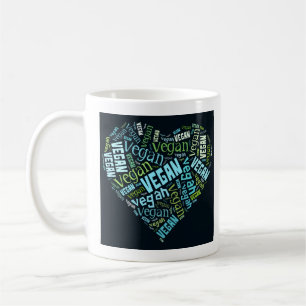 "Vegan" Word-Cloud Heart & Quote Coffee Mug