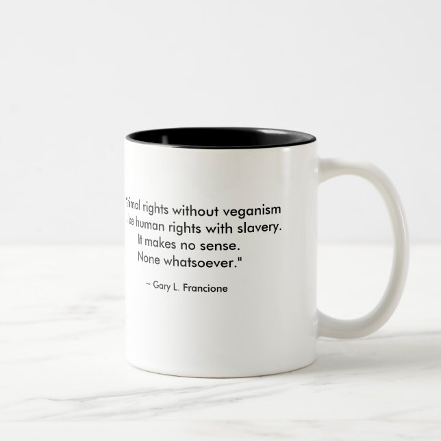 "Vegan" Word-Cloud Heart & Quote Two-Tone Coffee Mug (Right)