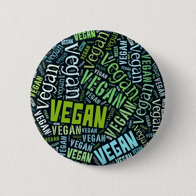 "Vegan" Word-Cloud Mosaic 6 Cm Round Badge (Front)