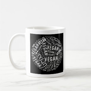 "Vegan" Word-Cloud Sphere & Quote Coffee Mug